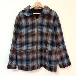 VTG Boston Traders Wool Blend Made in Romania Full Zip Plaid Jacket
